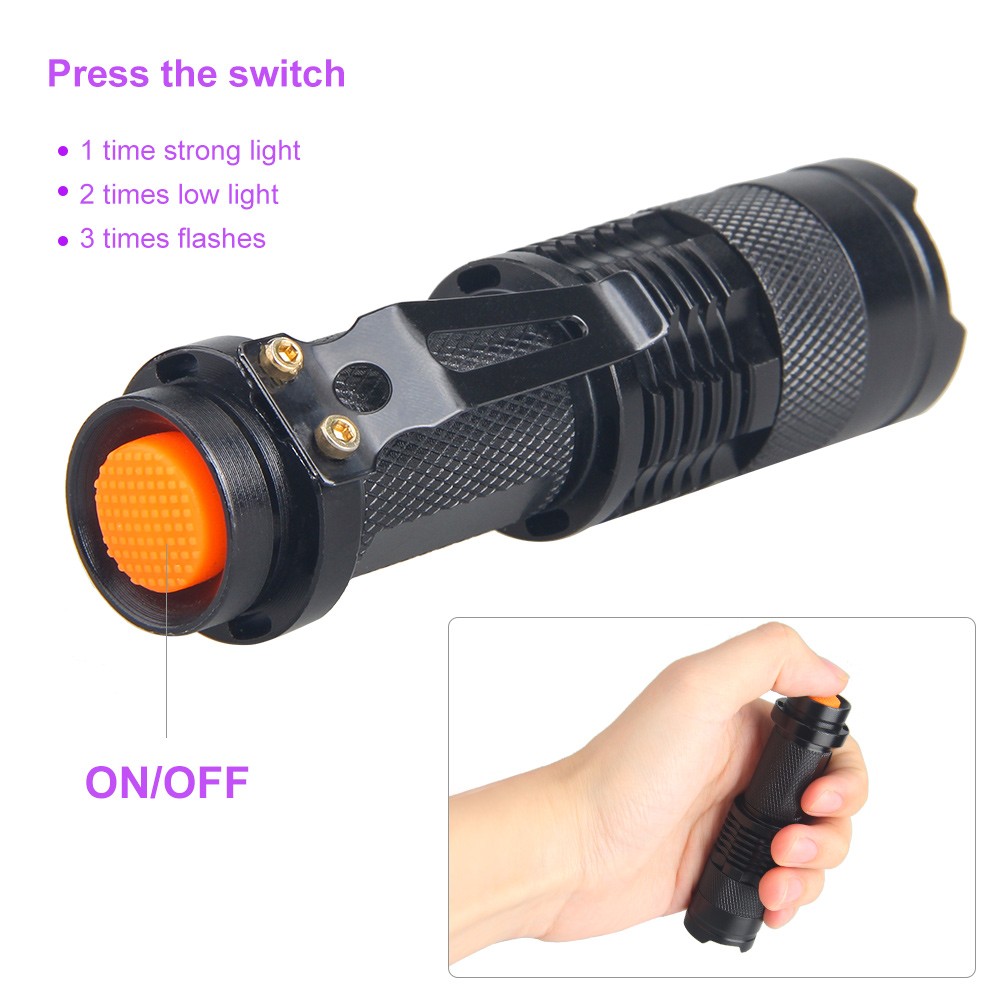 2PCS Green Light LED Flashlight Zoom Focus Torch Astronomy Night Vision Lamp