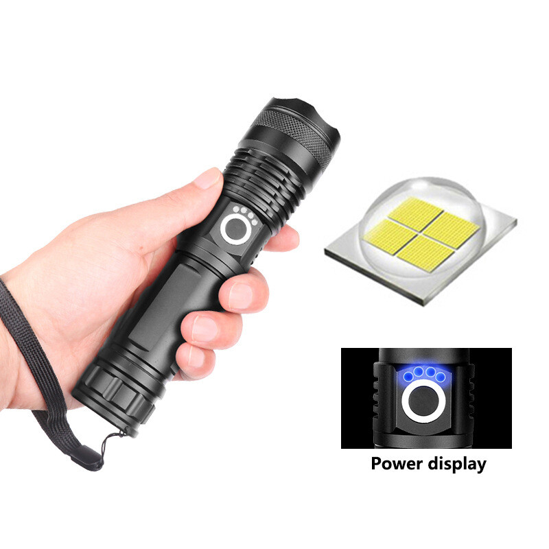 Rechargeable P70 LED Flashlight Tactical Police Torch Zoomable IPX4 Waterproof