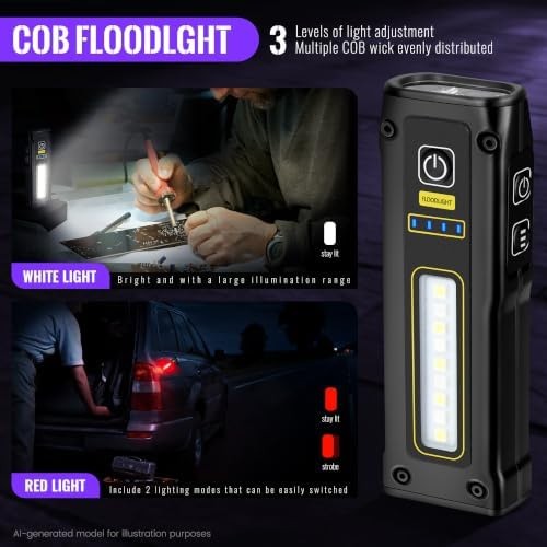 Flashlight UV Light 395nm, Blacklight EDC Flashlights Mini LED high Lumen USB…
