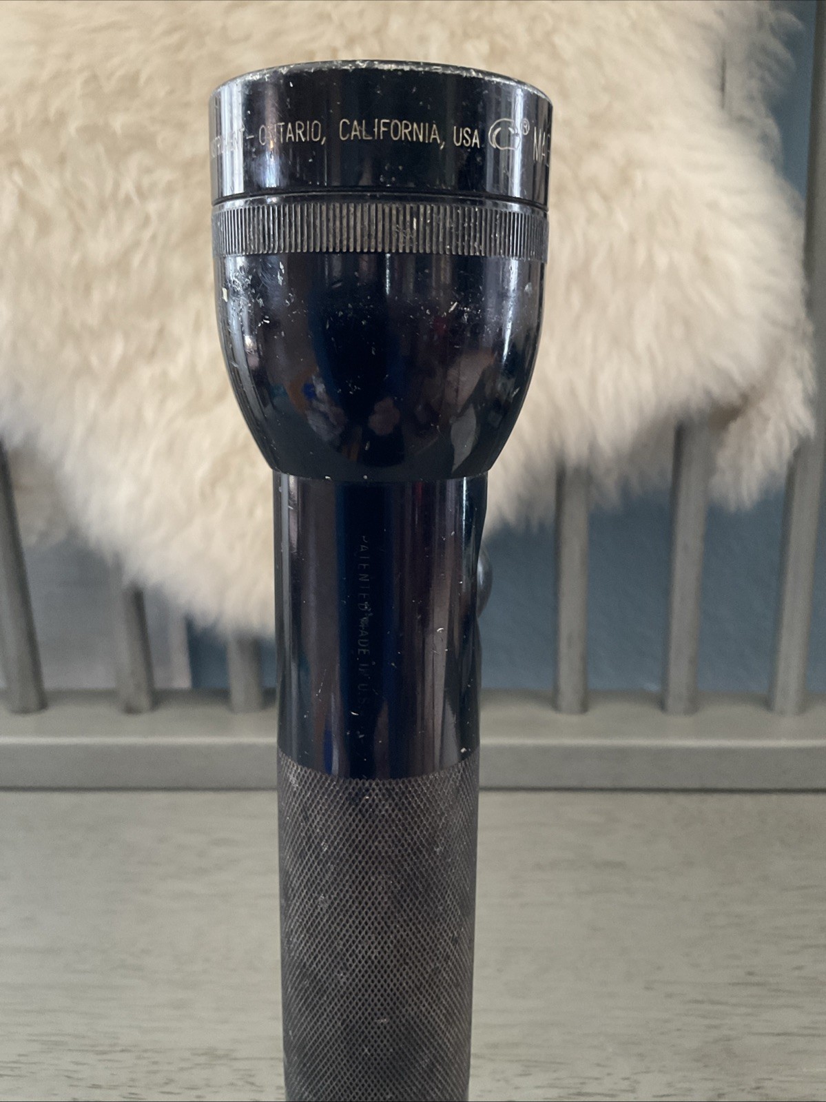 Vintage MAG-LITE 10” Mag Instrument 2 D Cell Black Flashlight Heavy Made In USA