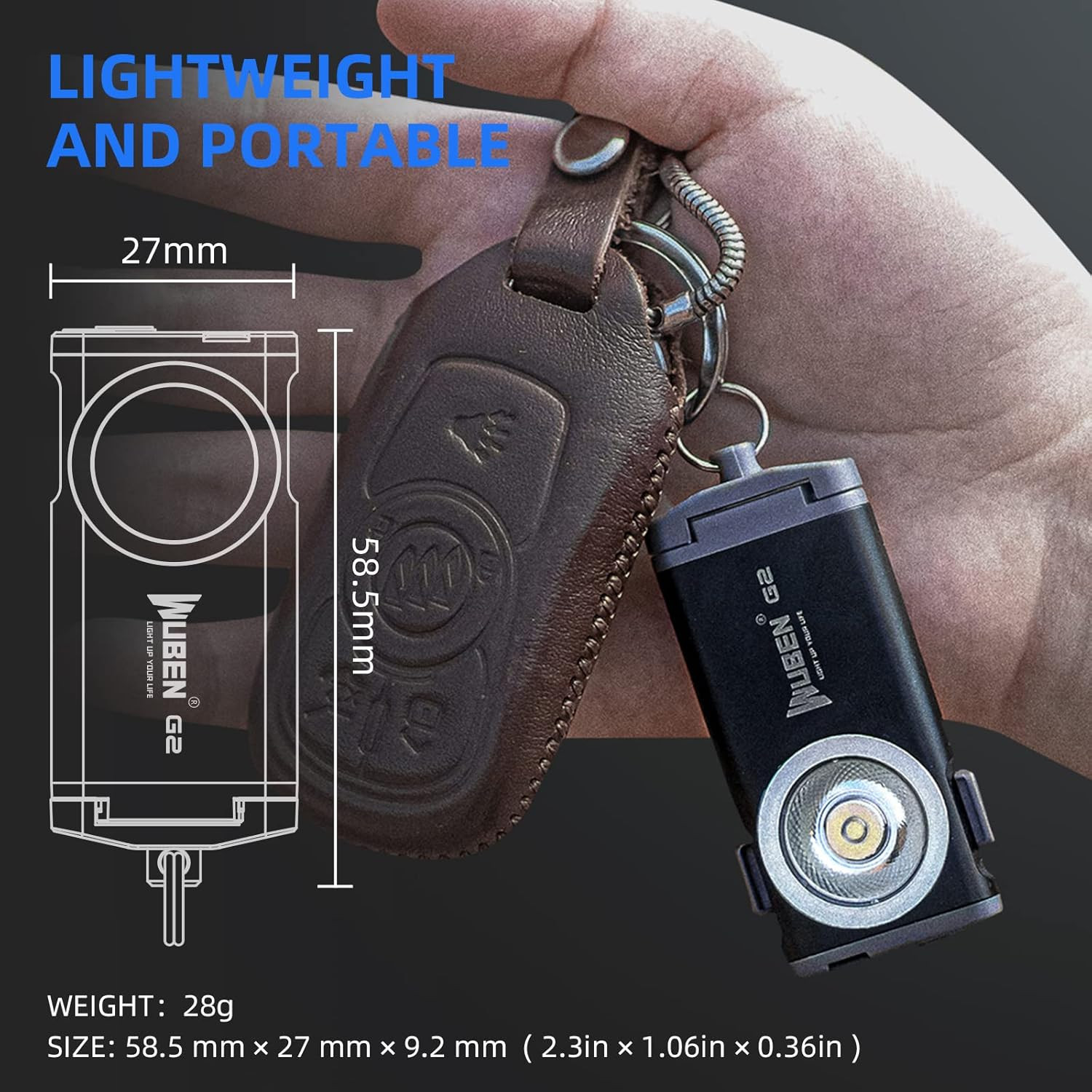 G2 EDC Flashlight Rechargeable, Super Bright 500 Lumens Keychain Flashlight, 5 M