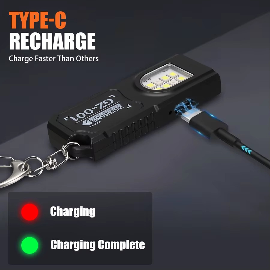 Powerful Mini LED Keychain Flashlight USB Rechargeable Waterproof EDC SOS Light