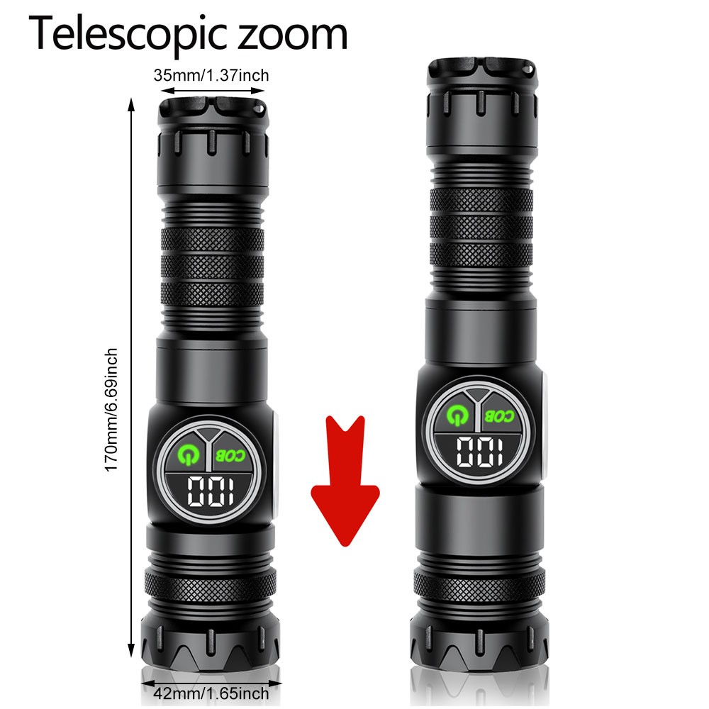 10000LM Laser LEP Flashlight Yellow Red Light Zoom USB Charging Magnetic Torch