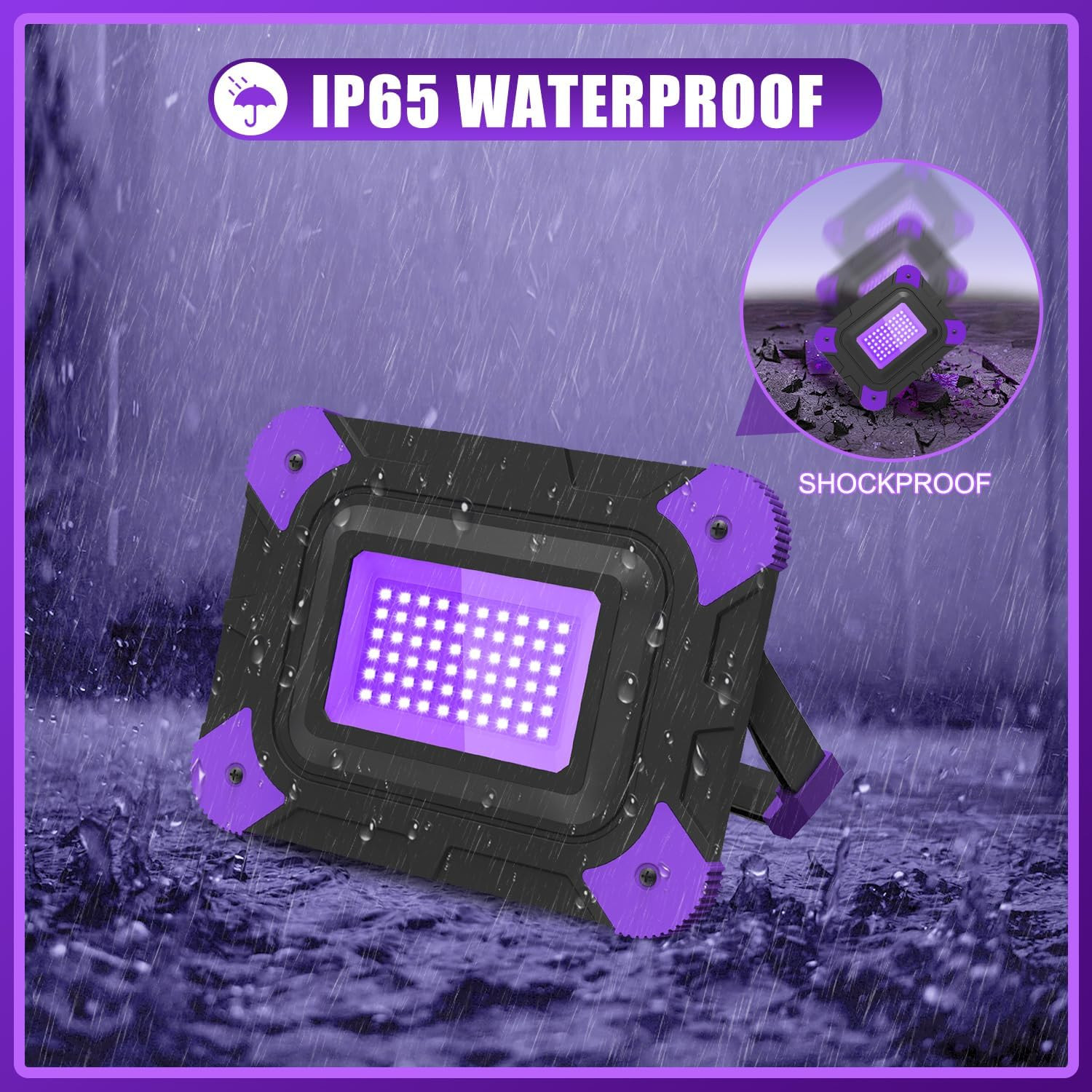 Portable Rechargeable Black Lights for Fishing & Glow Parties – 4 Pack