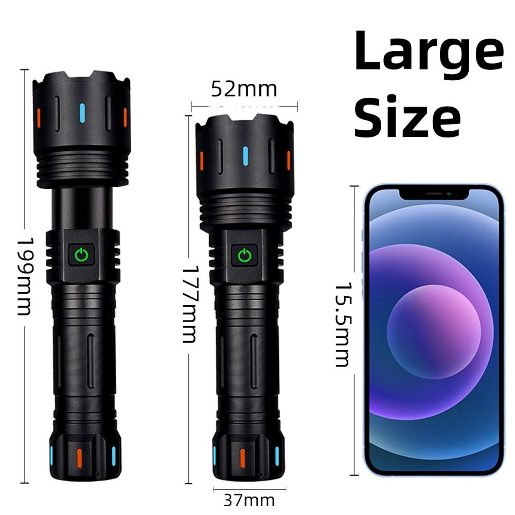 Outdoor Camping LED Flashlight Fluorescent Rechargeable TYPE-C USB Charging