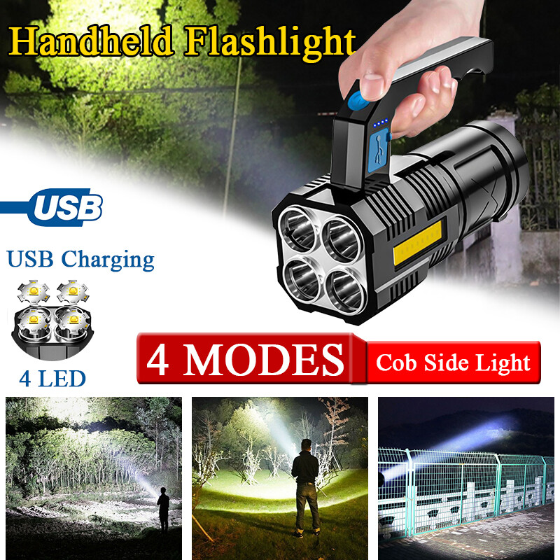 990000LM Portable Searchlight USB Rechargeable 4-Modes Handheld Flashlight Set