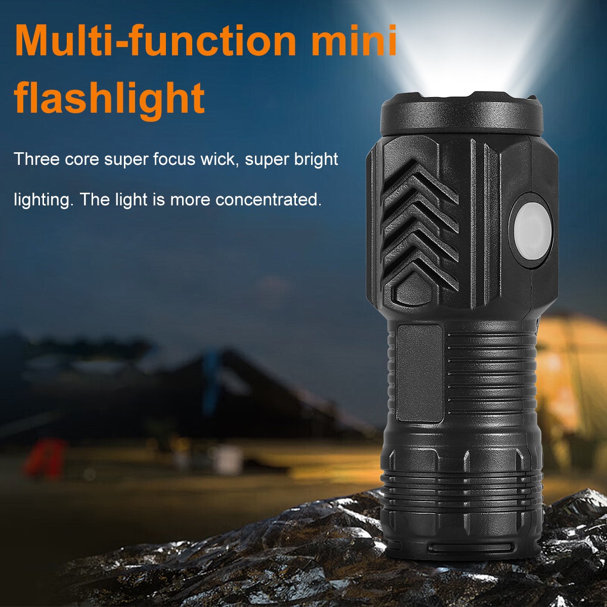 Mini Magnetic Flashlight, Type-C Rechargeable 5 Modes LED Pocket Torch with Clip