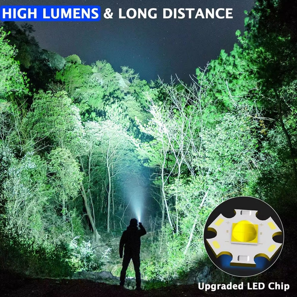 5000000LM LED Flashlight Tactical Light Super Bright Torch USB Rechargeable Lamp
