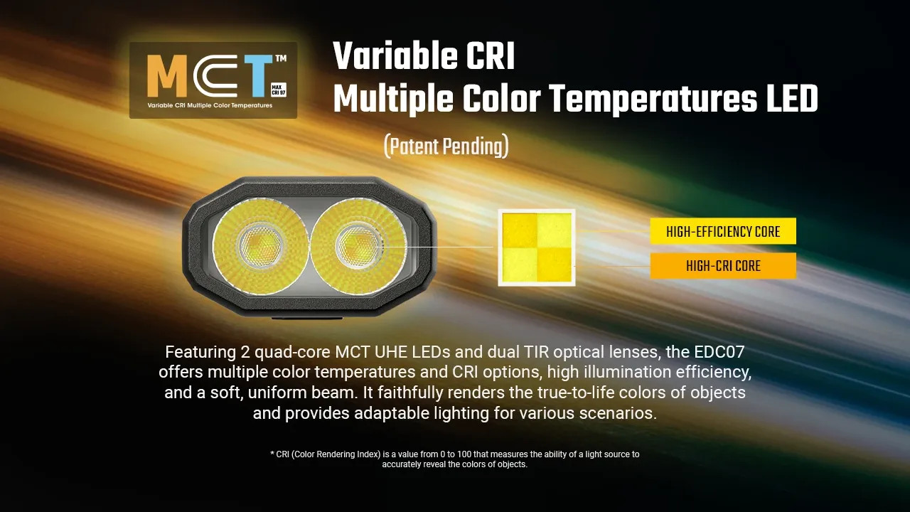 Nitecore EDC07 Ultraslim and Lightweight High CRI Three Color Temperatures EDC F