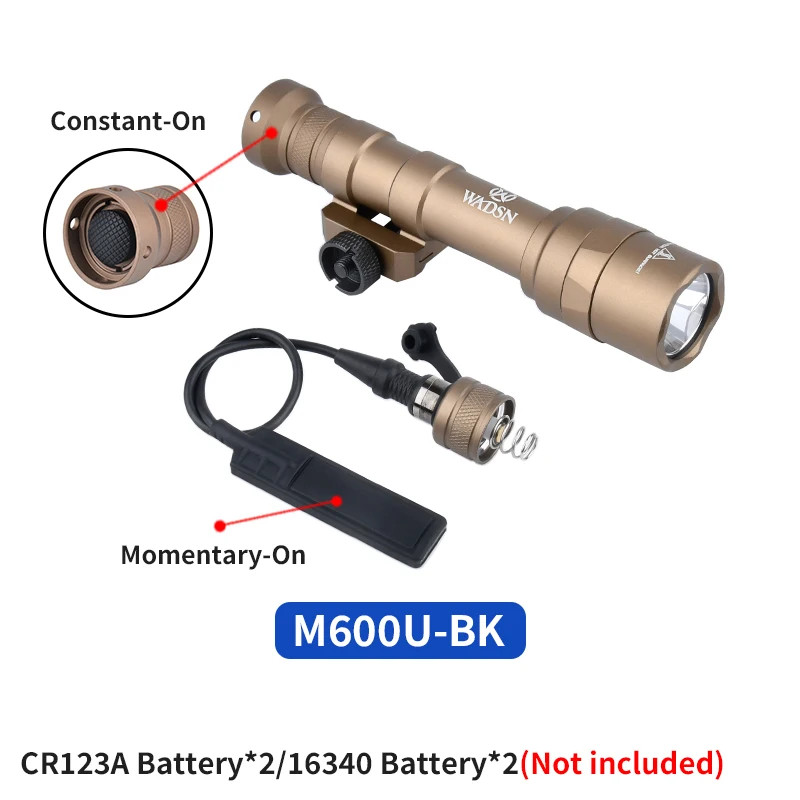 WADSN Tactical Flashlight M600 M300 Scout LED Light 20mm Rail Mount Hunting