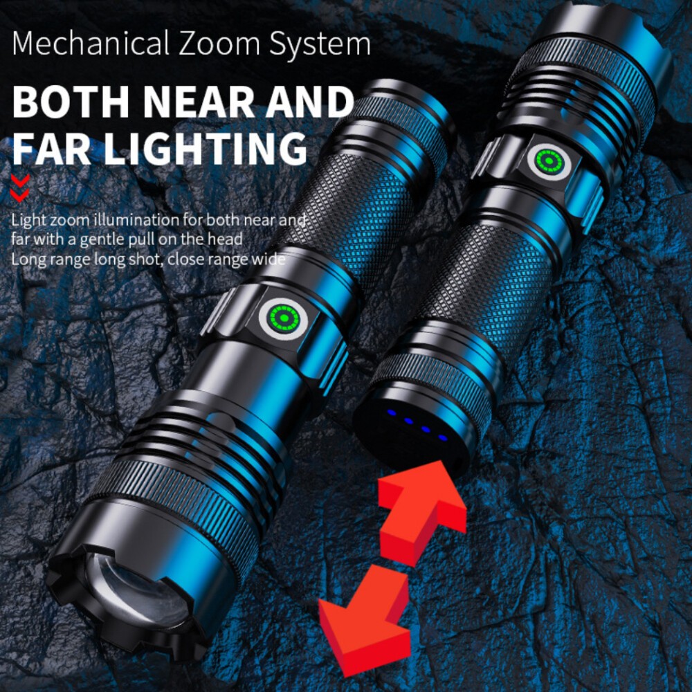 NEW 30W LEP Flashlight Super Bright Torch Hunting White Light Built-in Battery
