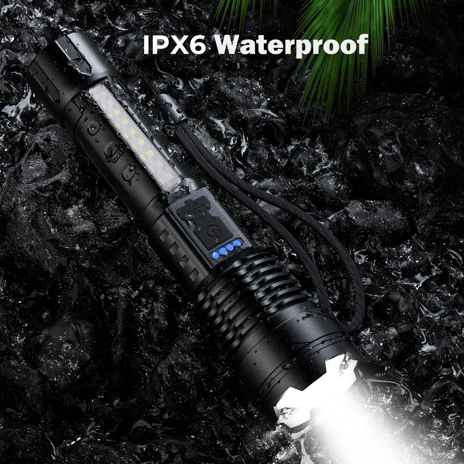 High Lumens Rechargeable Flashlights 90000 Lumen 2 Pack, 7 Light Modes, Waterpro