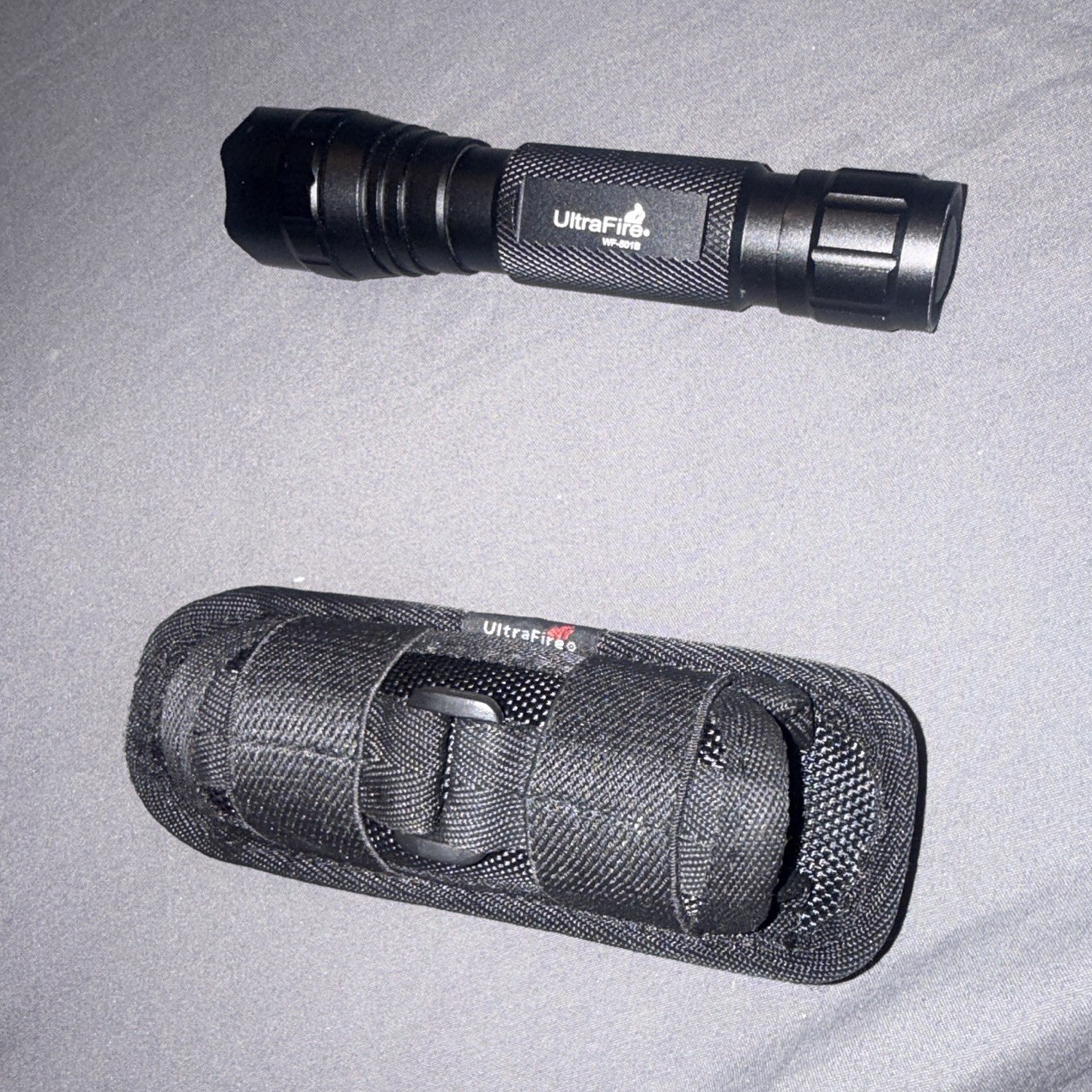 UltraFire WF-501B Black LED Handheld Flashlight with Nylon Belt Holster