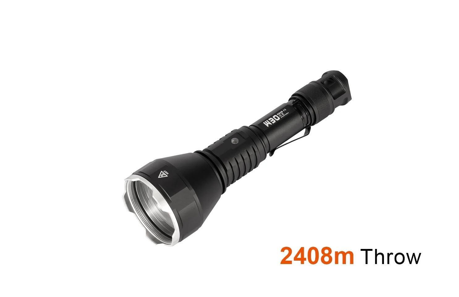 Acebeam W30 Long Range LEP Flashlight – 500 Lumens, 2408m throw, Cool White 650