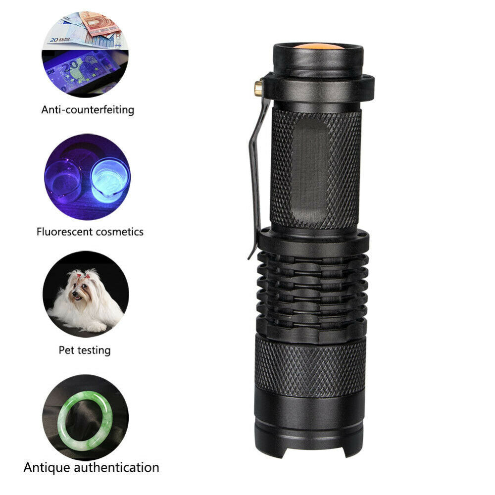 2Pcs UV UltravioletLED Flashlight Black Light 395nm Detector Urine Pet Stains