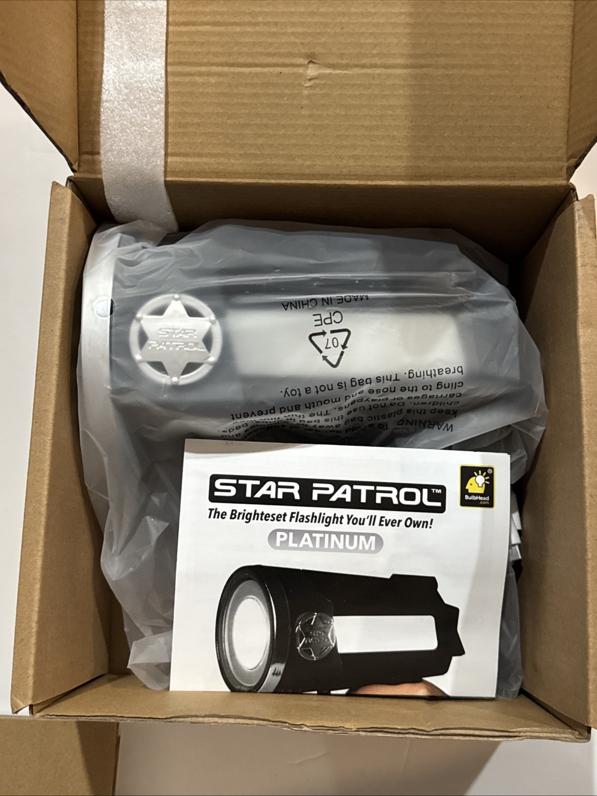 Star Patrol Platinum Mega-Bright Rechargeable Spotlight, AS SEEN Tac Openbox