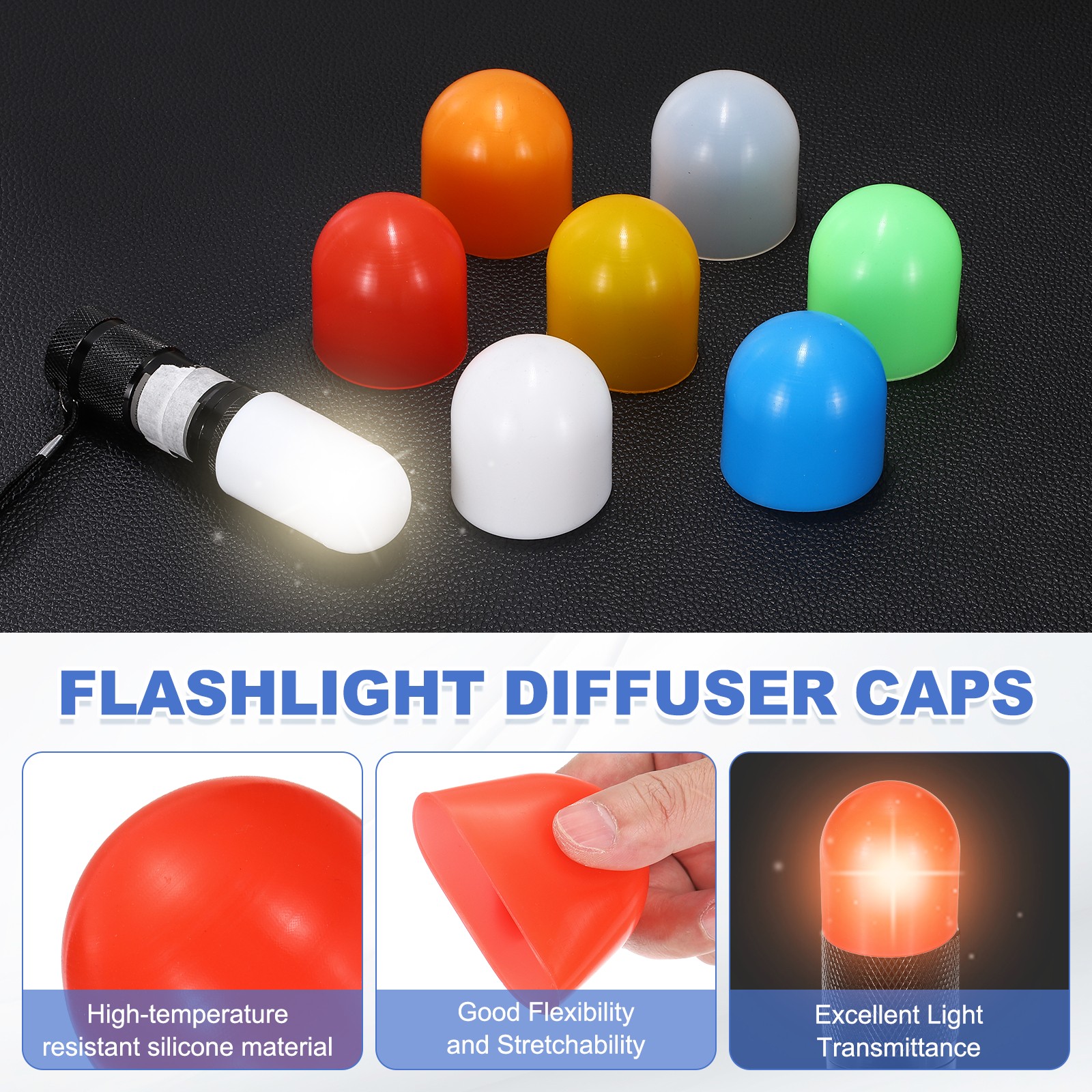 Flashlight Diffuser Cap, 43mm IDx50mm Flexible Silicone End Cap, Red