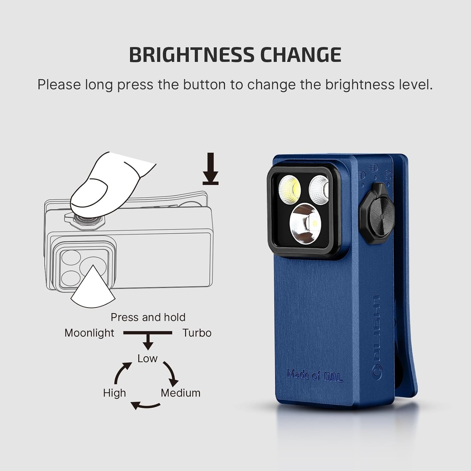 Olight Oclip Ultra 530 Lumen USB-C Rechargeable Clip On Flashlight – Navy Blue