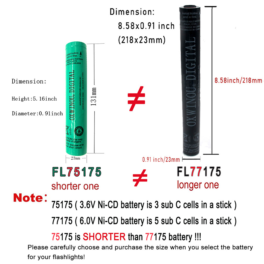 NEW 3.6V 1800mAh Ni-Cd Battery For Genuine Streamlight Stick Stinger 75175 3pcs