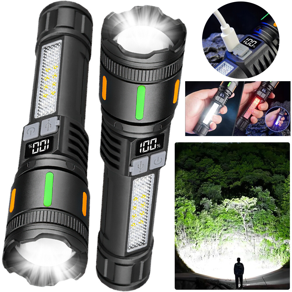 Flashlights LED High Lumens USB Powerful IPX6 Handheld Flashlights Home Camping
