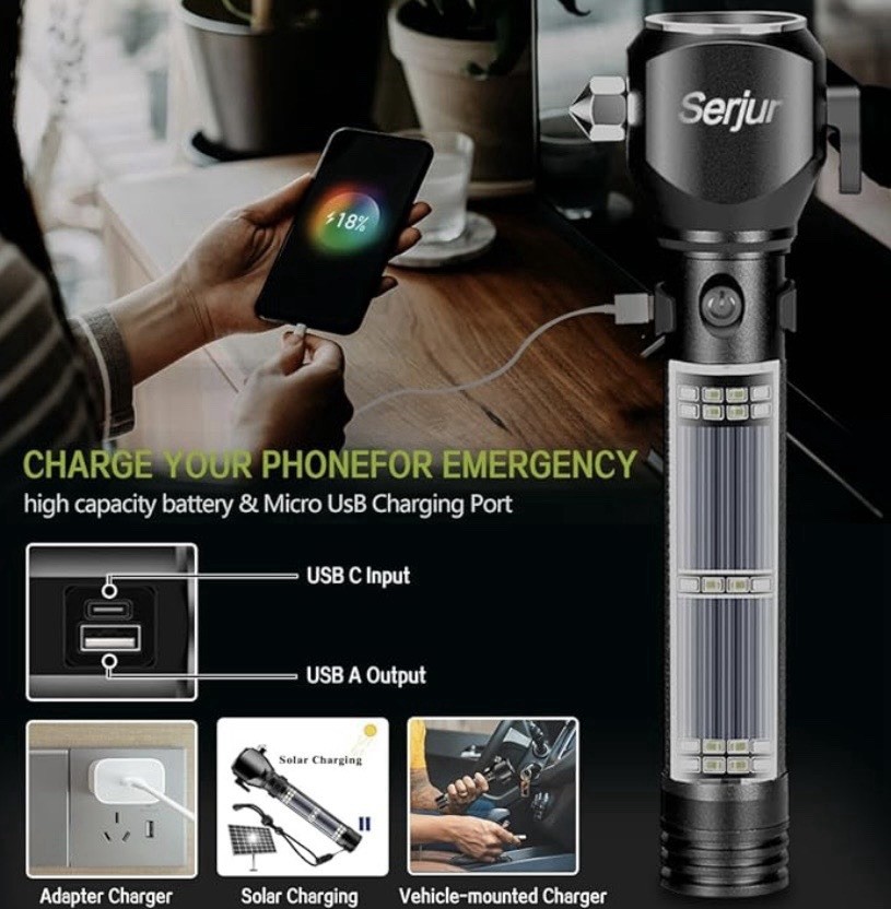 8 in 1 Multi Functional Rechargeable LED Flashlight Emergency Equipment BJ-T01