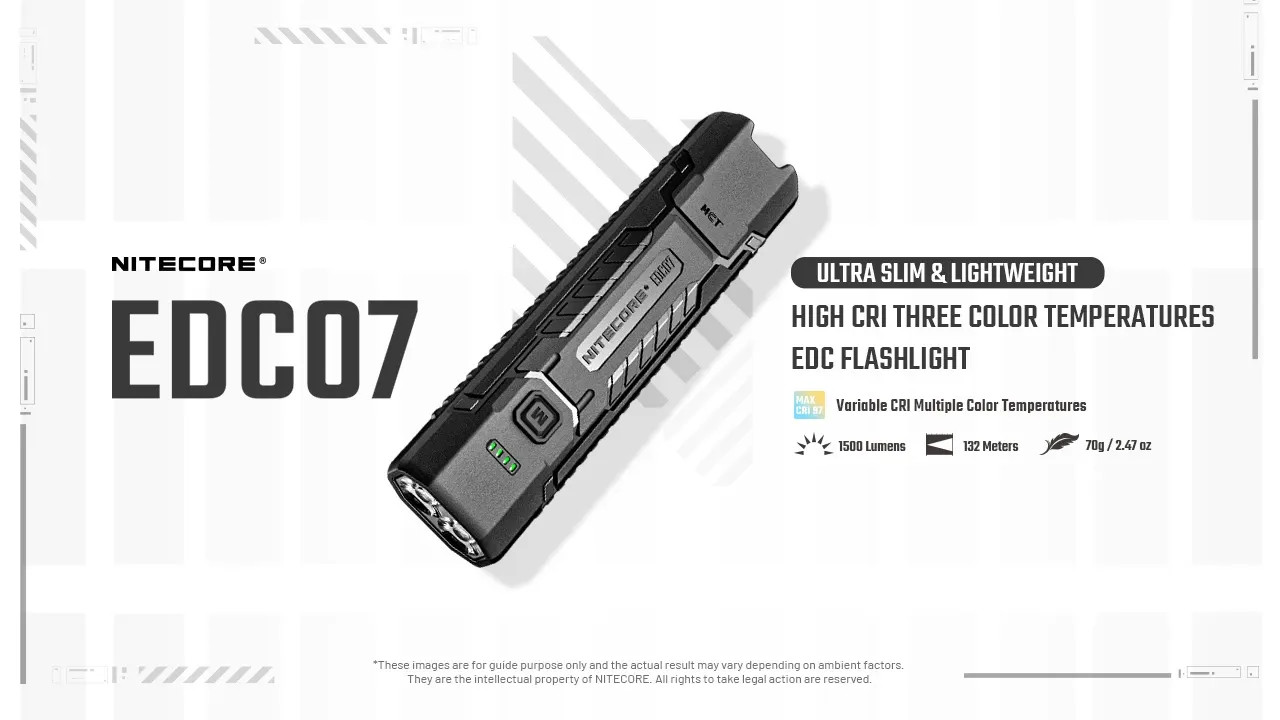 Nitecore EDC07 Ultraslim and Lightweight High CRI Three Color Temperatures EDC F