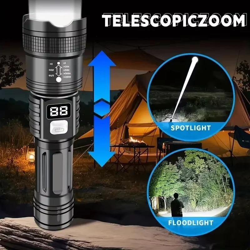 100000LM Super Bright Flashlight Rechargeable LED Torch Long Range Tactical Lamp