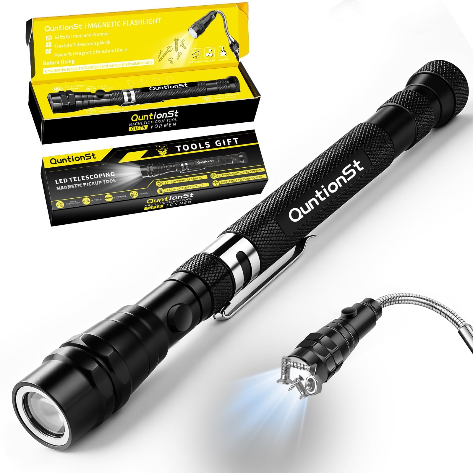 Gifts for Men, Magnetic Pickup Tool with LED Flashlight -Telescoping Magnetic…