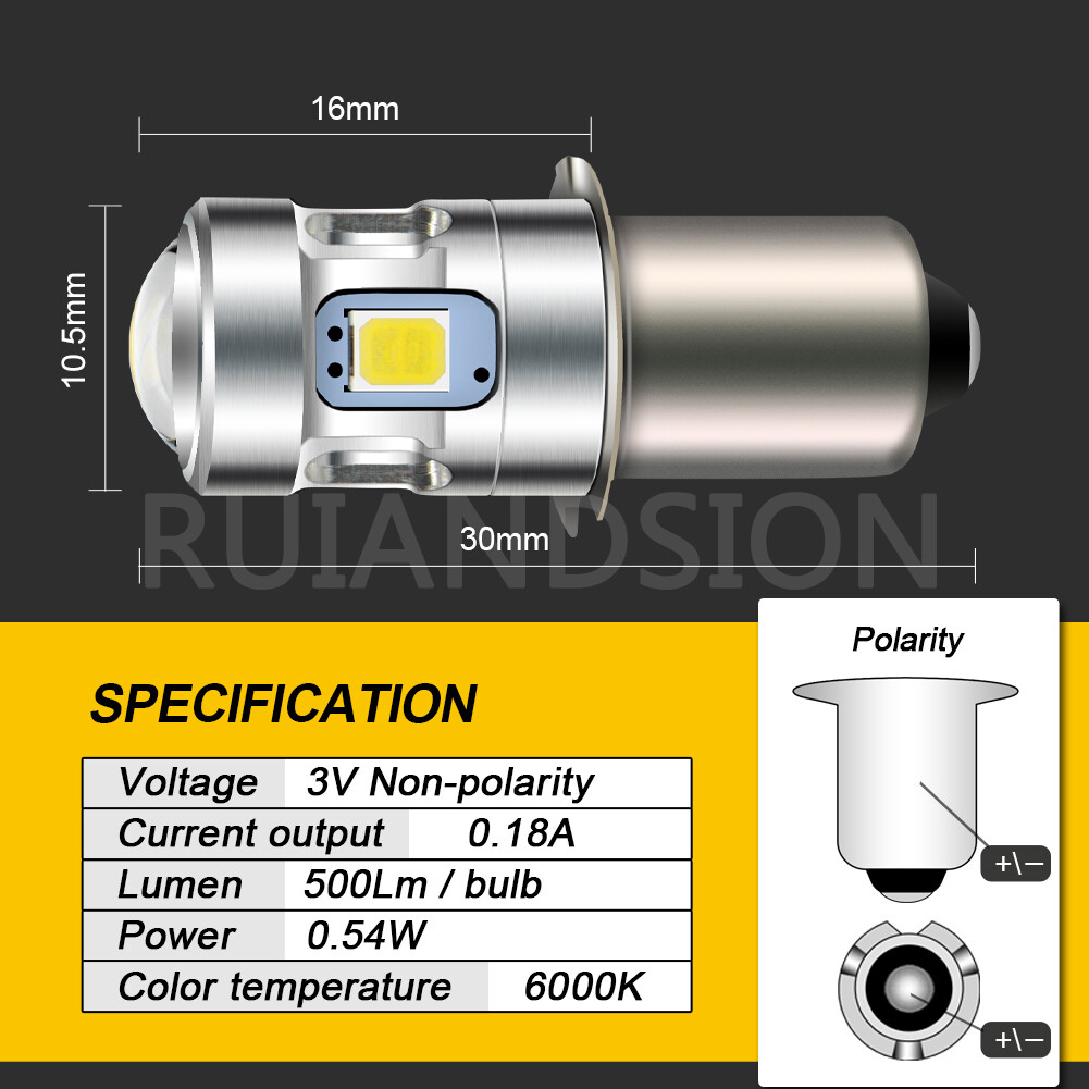 White P13.5S PR2 2835 4 LED Torch Light Flashlight Bulb Lamp DC3V 4.5V 6V 10-30V