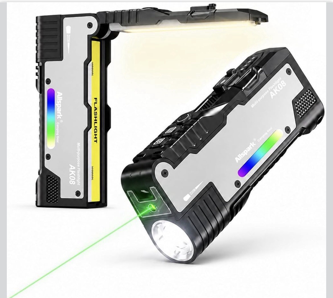 EDC Rechargeable Flashlight 3000 Lumens with Light Bar And Laser