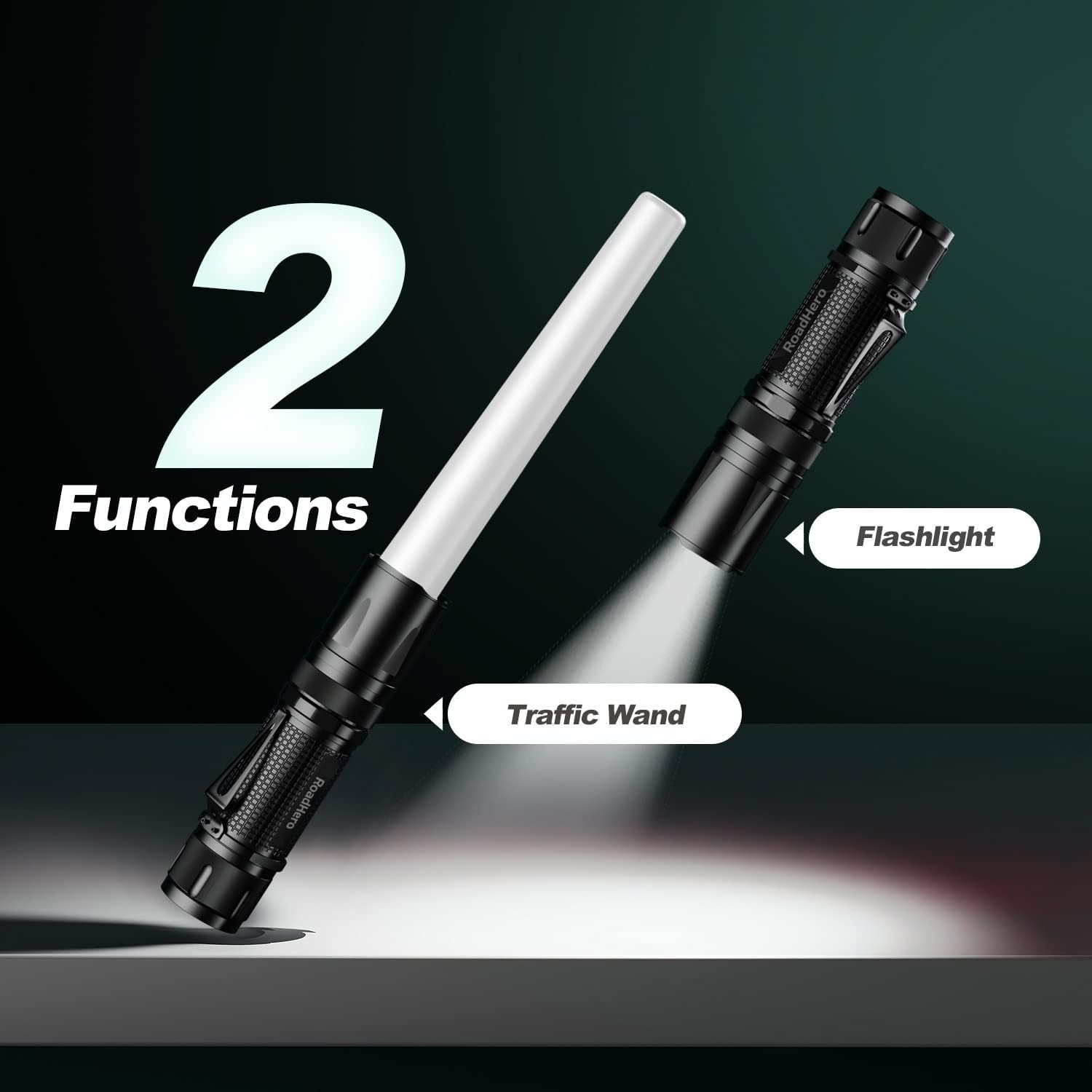 2 Pack 12 Inch Multi Color LED Flashlight Traffic Control Wand, 4 Colors in 1…