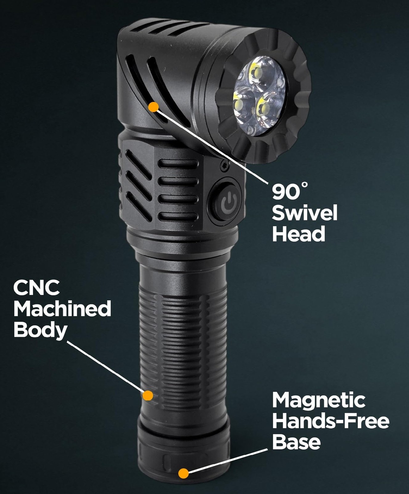 Rechargeable Flashlight with Belt Clip 5.9 x 1.42 x 1.1 inches, Black