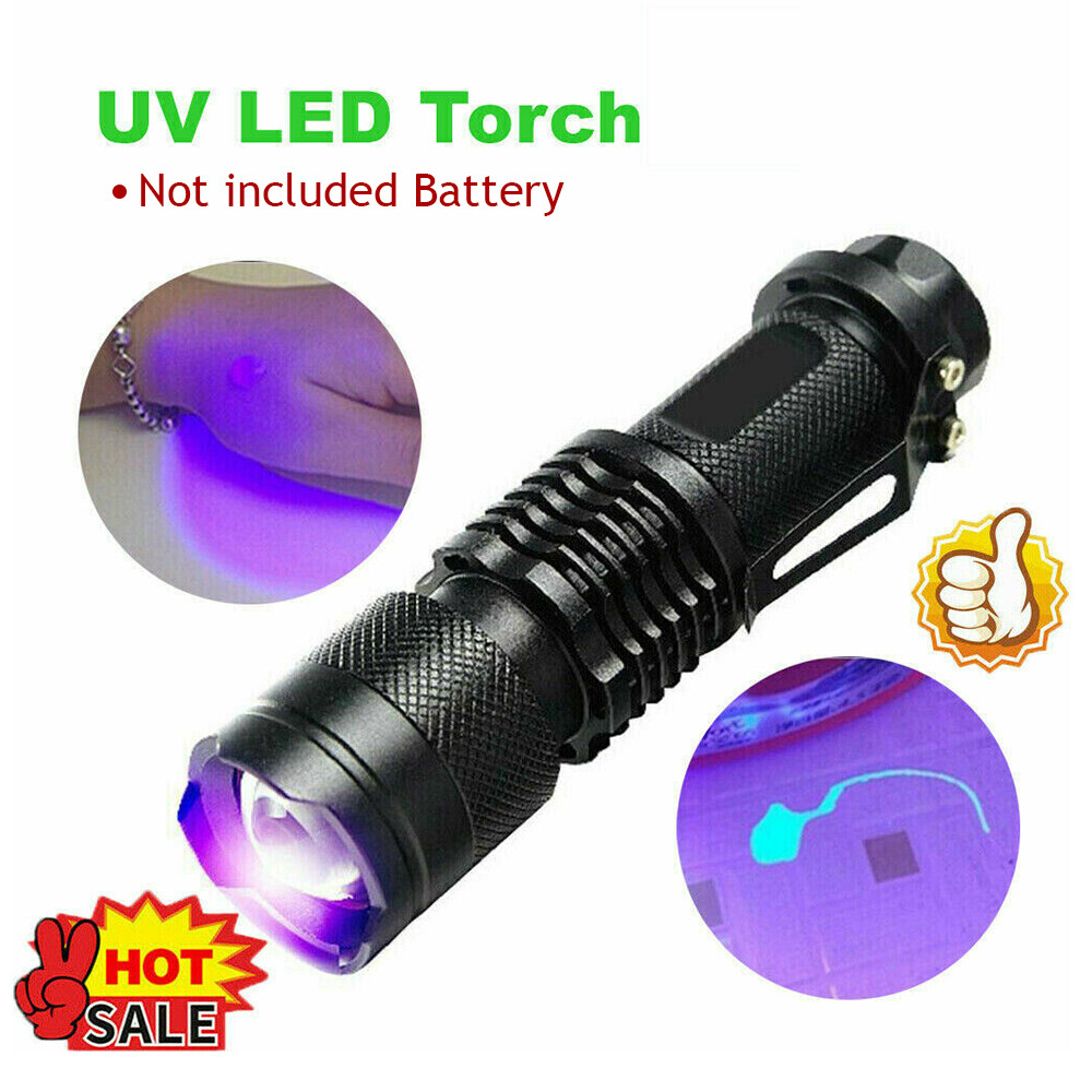 UV Ultraviolet Flashlight Zoomable Black Light 395nm Detector Urine Pet Stains