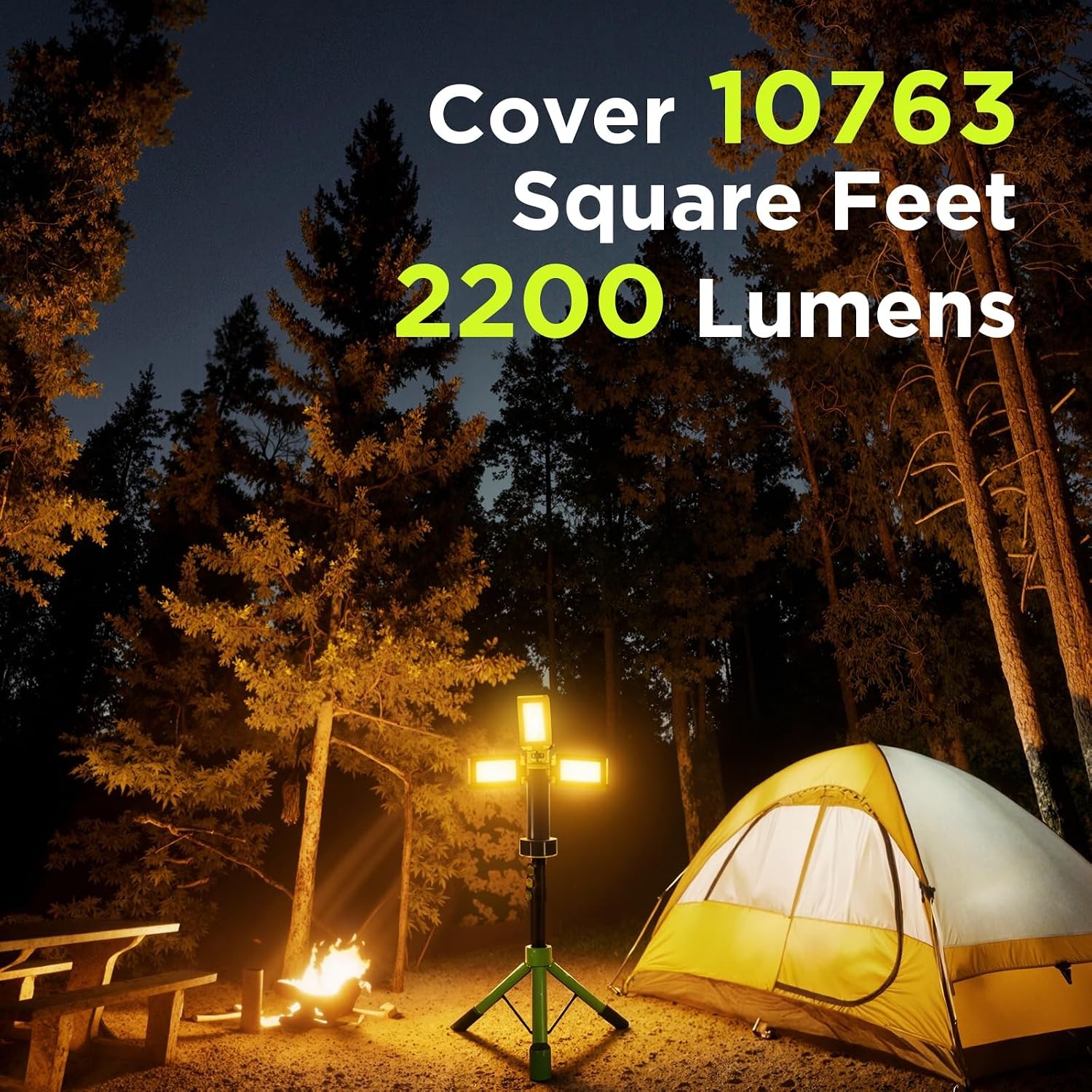 Camping Emergency Light 2700 Lumens 12000Mah with Adjustable Tripod Stand, IP65