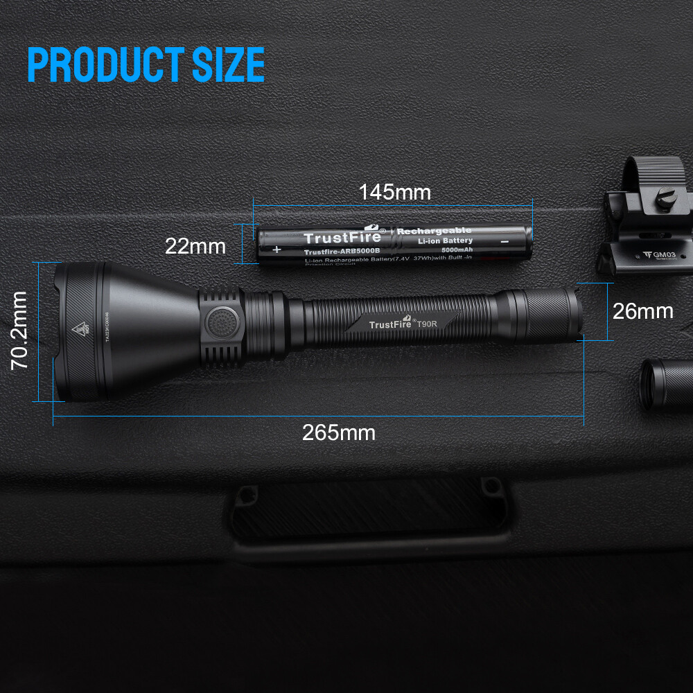 TrustFire T90R LED Tactical Flashlight Rechargeable 4800LM High Lumen Flashlight