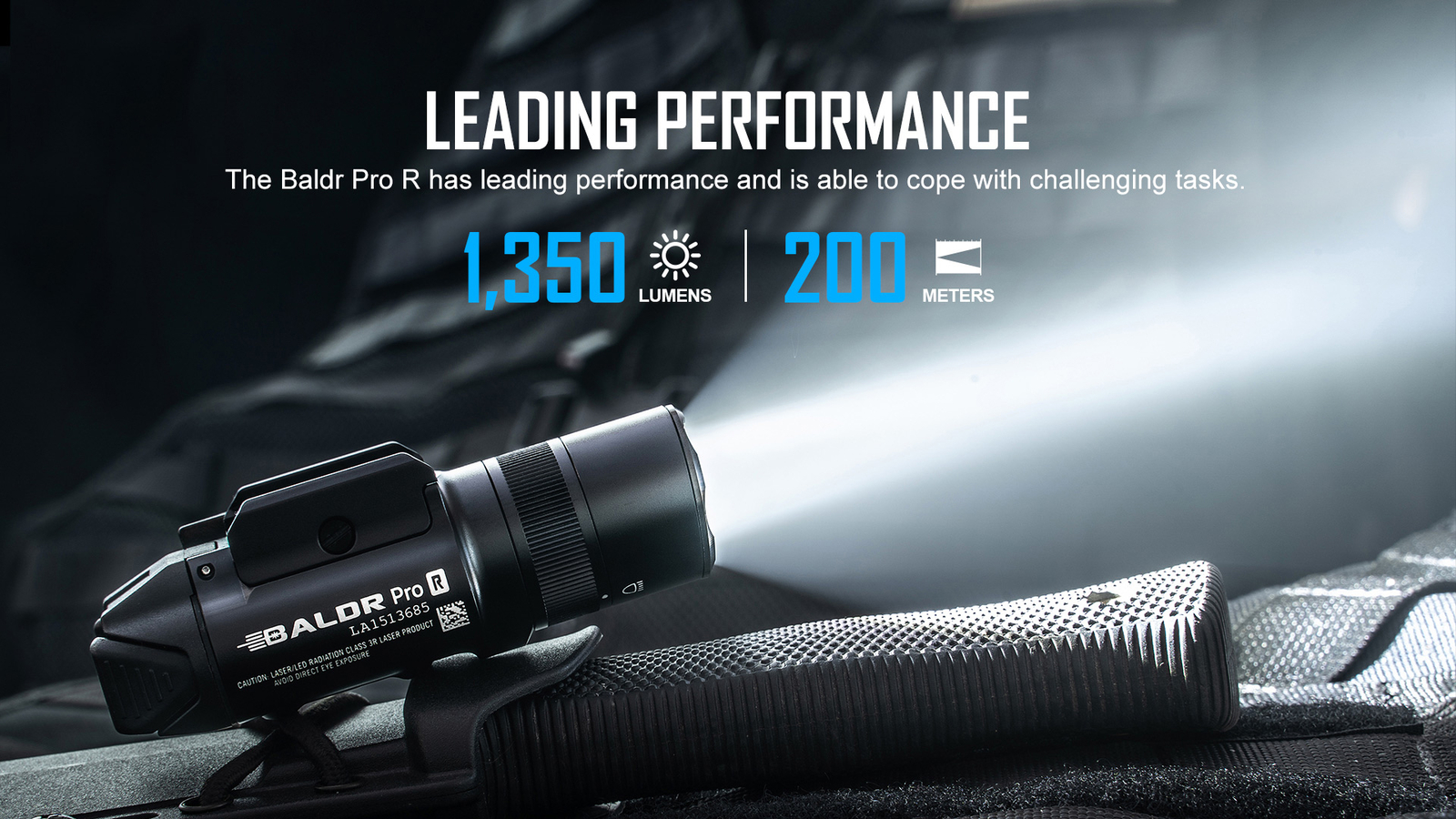 Olight Baldr Pro R Desert Tan 1350 Lumen Rechargeable Flashlight with Green Beam