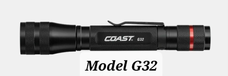 Coast G32 Flashlight with Pocket Clip – Batteries Included – Focusing Beam