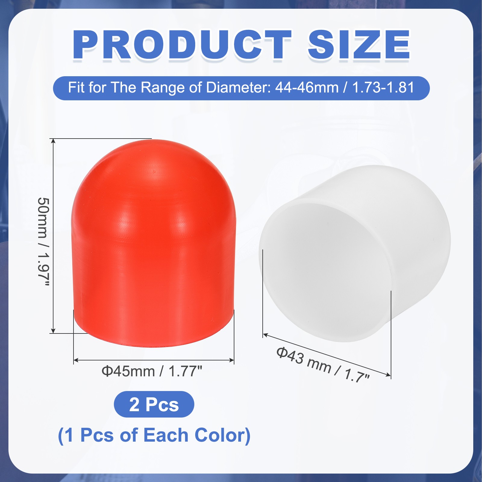 2Pcs Flashlight Diffuser Cap, 43mm IDx50mm Flexible Silicone End Cap, Red/White