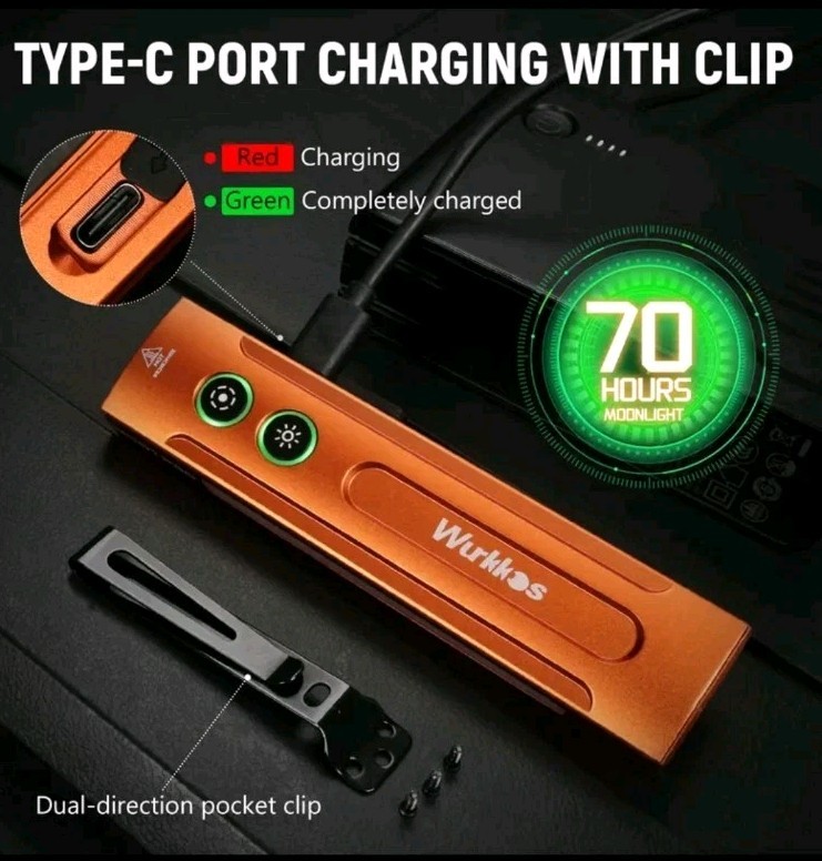 Wurkkos HD01 Pro Rechargeable EDC Flat Flashlight LED UV Laser 1200 Lumens