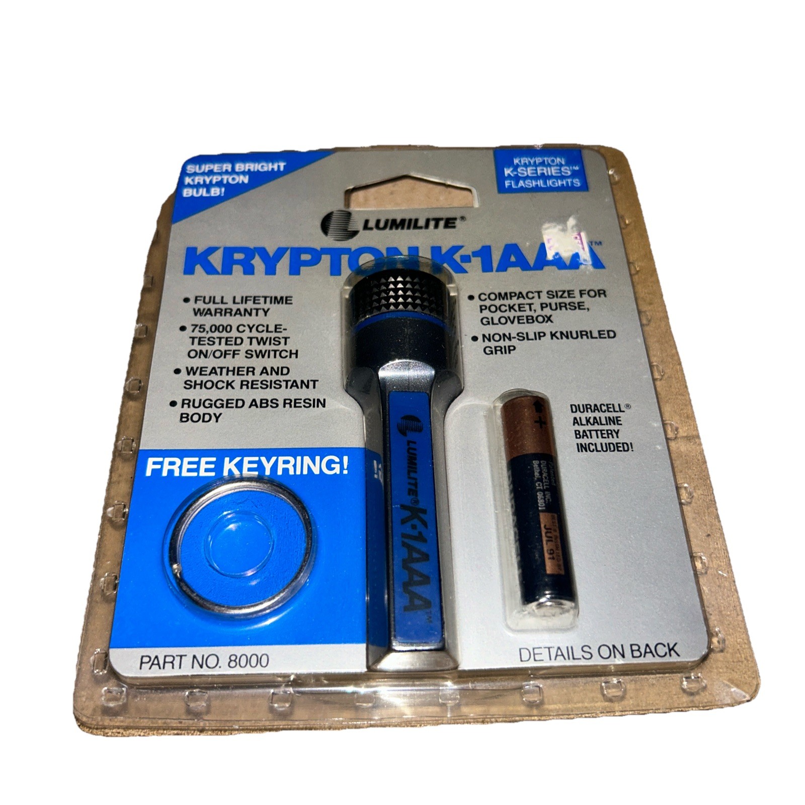 Vintage Lumilite Krypton K-1AAA Keychain Flashlight