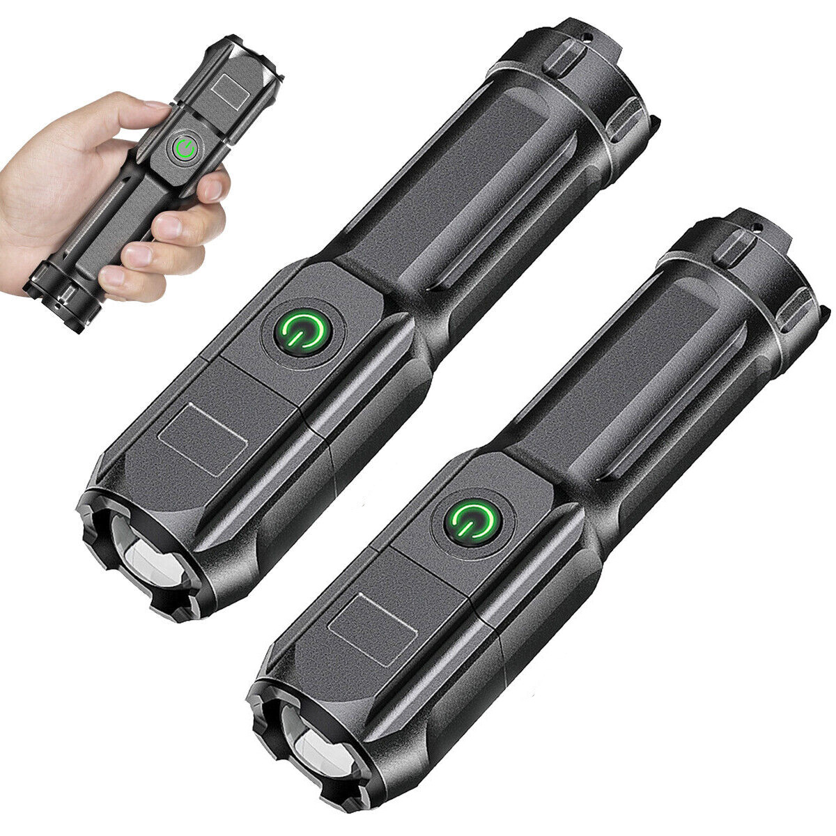 990000LM LED Flashlight Tactical Light Super Bright Torch USB Rechargeable Lamp