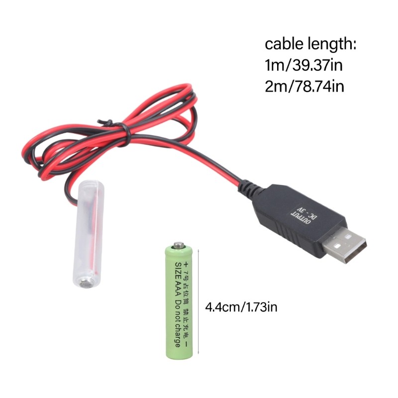 Universal USB 5V to 3V 2Pcs 3A Battery Eliminators USB Power Supply Cable