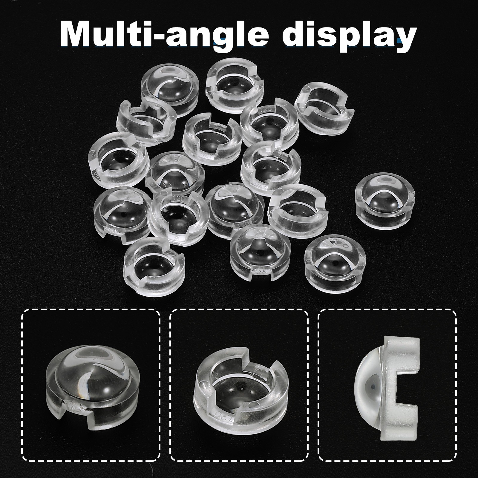 36 Pack 12mm LED Convex Lens 120 Degree Beam PMMA Angle Acrylic LED