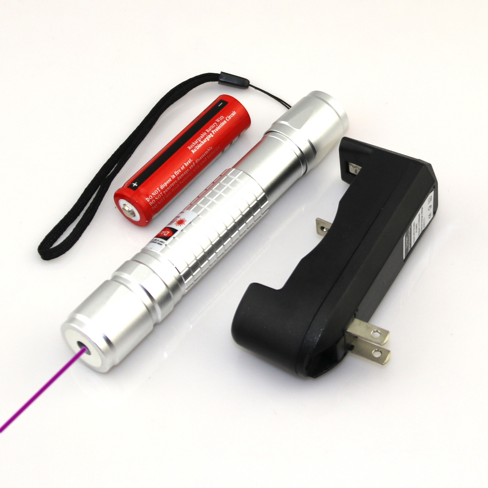 1MW Adjustable Focus 405nm-100 Purple Laser Pointer Pen Flashlight light
