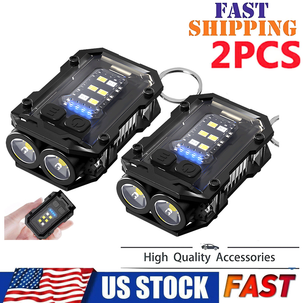 2pcs Mini Pocket Keychain Flashlight EDC Flashlight LED COB Night Light Lamp