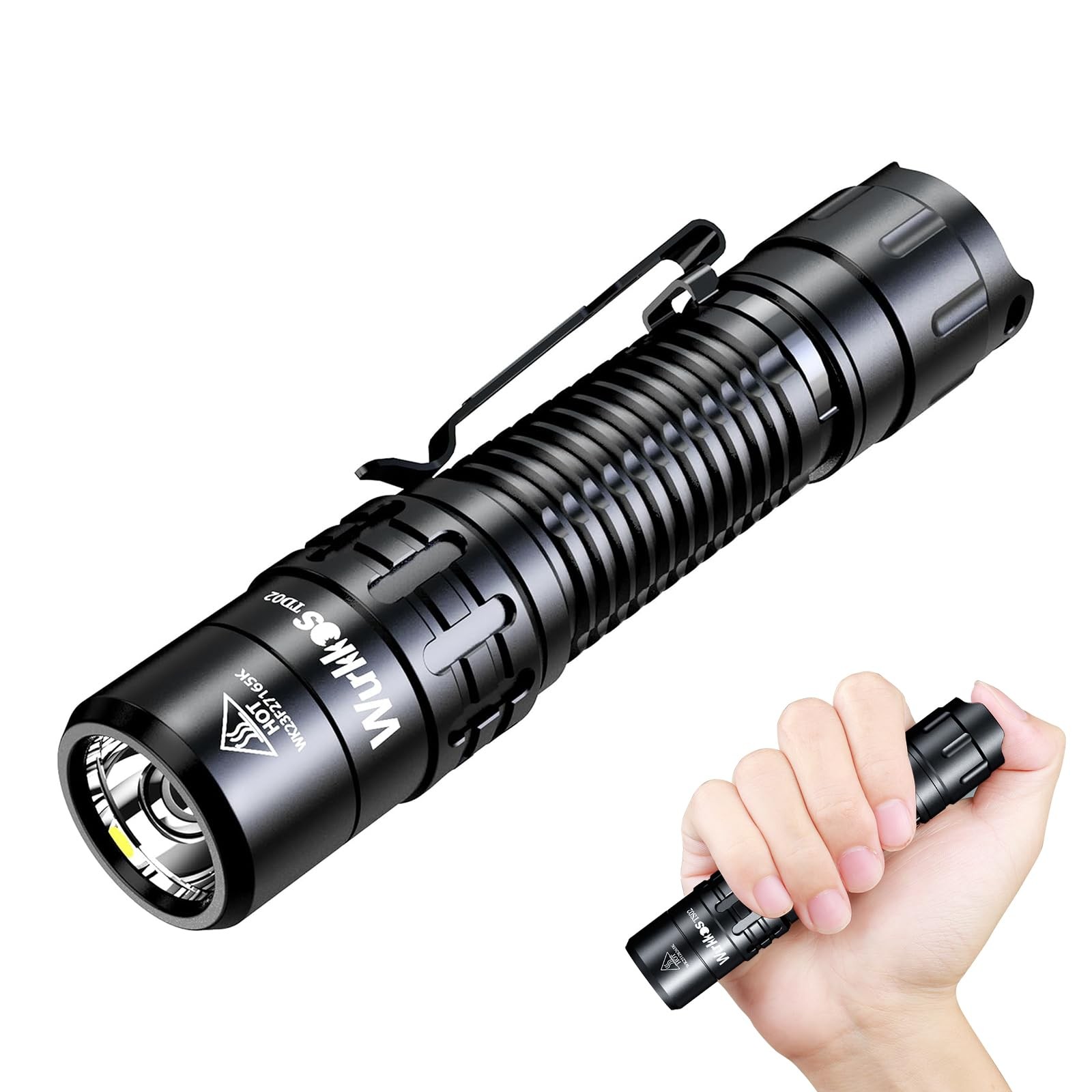 Wurkkos TD02 Led Tactical Flashlight, Super Bright Pocket TD02-Black, Black