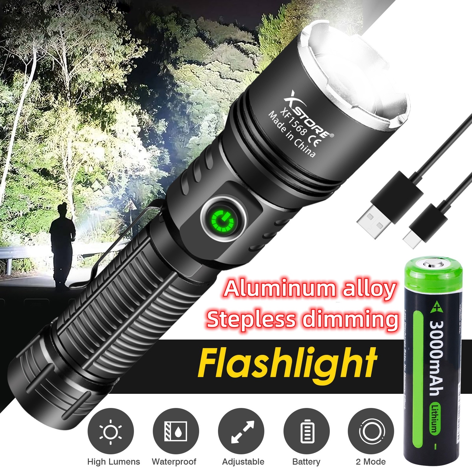 9900000LM Super Bright LED Flashlight Rechargeable Tactical 15W Torch Work Light