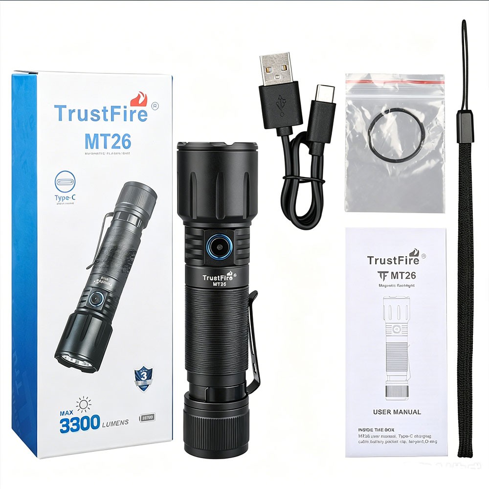 TrustFire 3300Lumen Type-C Rechargeable LED Flashlight Waterproof Magnet Torch U