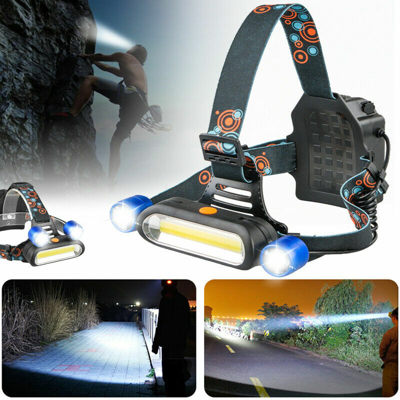 1800LM 2 x LED COB USB Rechargeable Headlamp Head Light Flashlight Torch