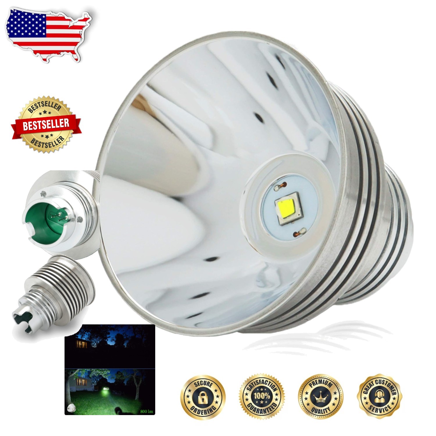 MagLite LED Bulb Upgrade 800 Lumen Rechargeable 6V 8W High Brightness